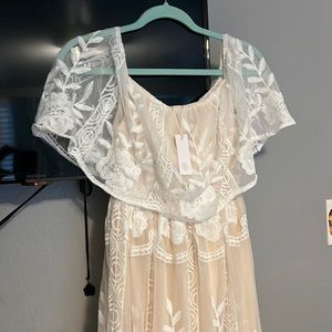 Baltic Born flowy crème lace off the shoulders dress